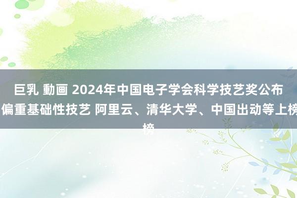 巨乳 動画 2024年中国电子学会科学技艺奖公布 偏重基础性技艺 阿里云、清华大学、中国出动等上榜